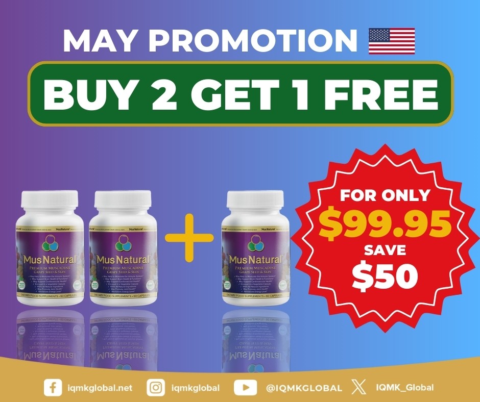 May Promo SAVE $50 MusNatural Premium Muscadine Grape Seeds & Skins (60 capsules) 