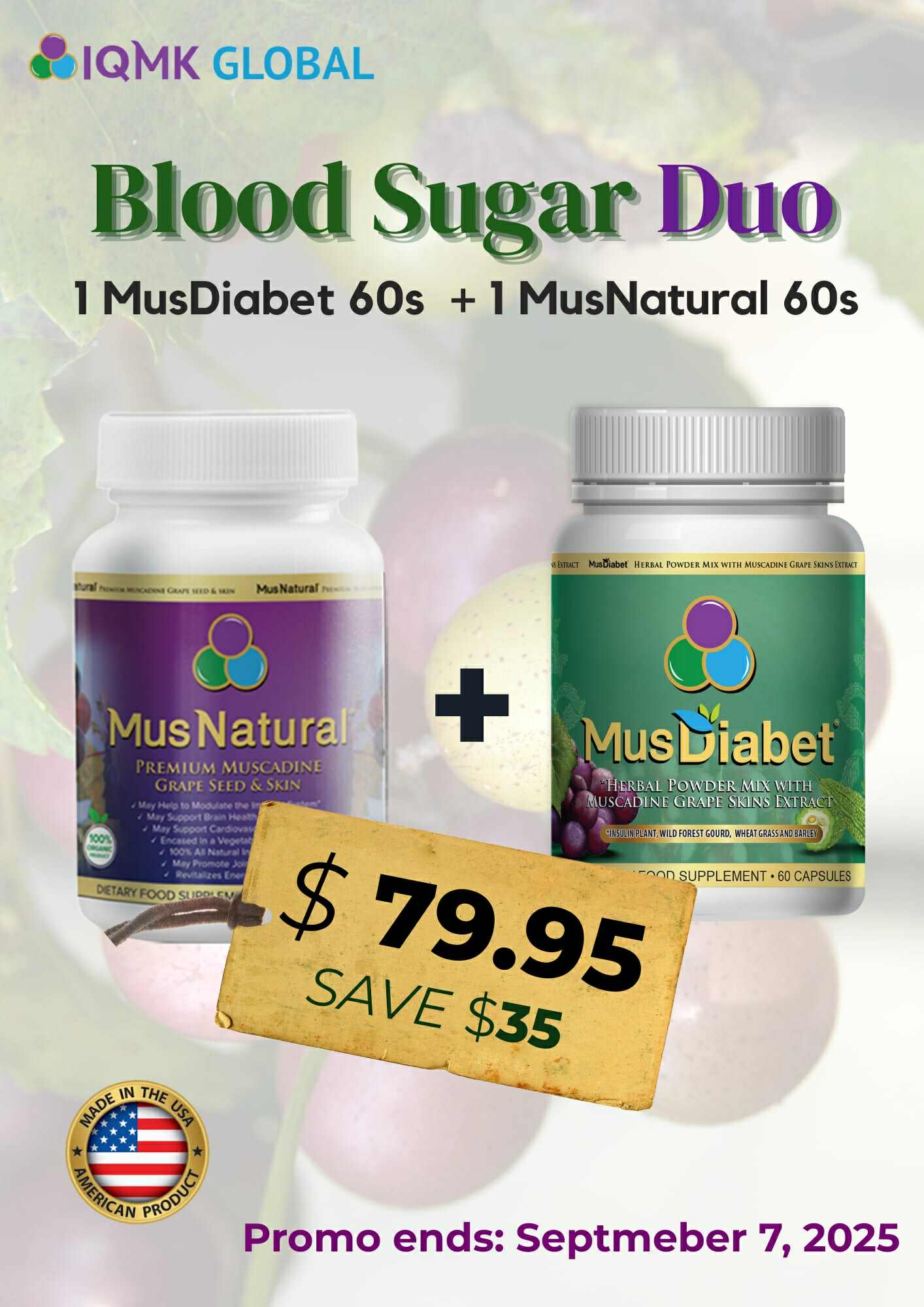 Blood Sugar Duo (1 Musnatural 60caps and 1 MusDiabet)