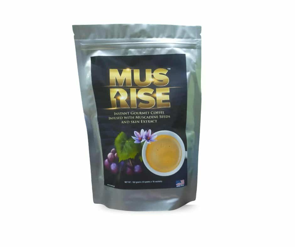 MusRise instant Gourmet Coffee Infused with Muscadine Seeds and Skin Extract (18grams)