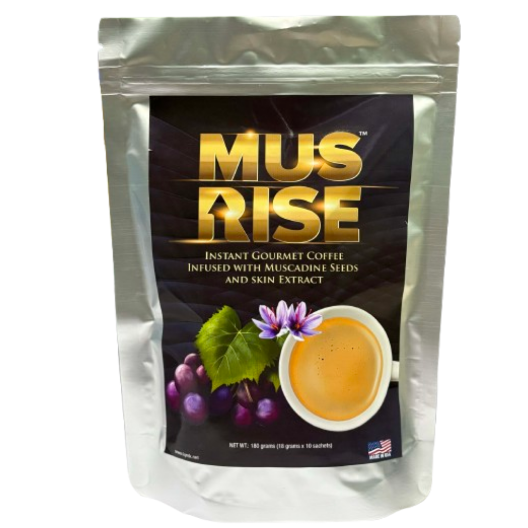 MusRise instant Gourmet Coffee Infused with Muscadine Seeds and Skin Extract (18grams)