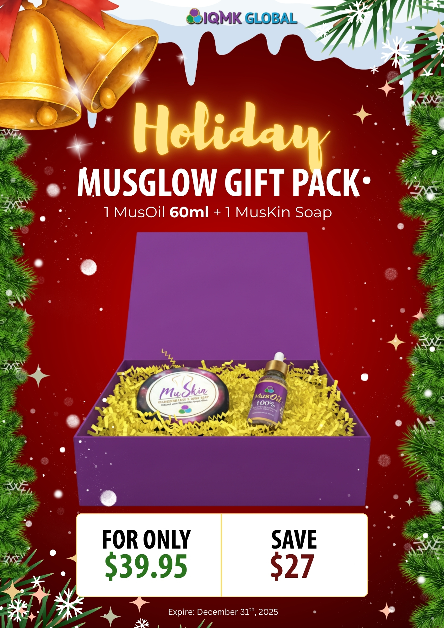MUSGlow Gift Pack (1 Bottle MusOil 30mL, 1 Pc. MuSkin Soap 100g)