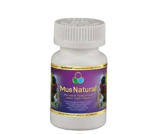 MusNatural Premium Muscadine Grape Seeds & Skins Child Proof Cap (60 capsules)